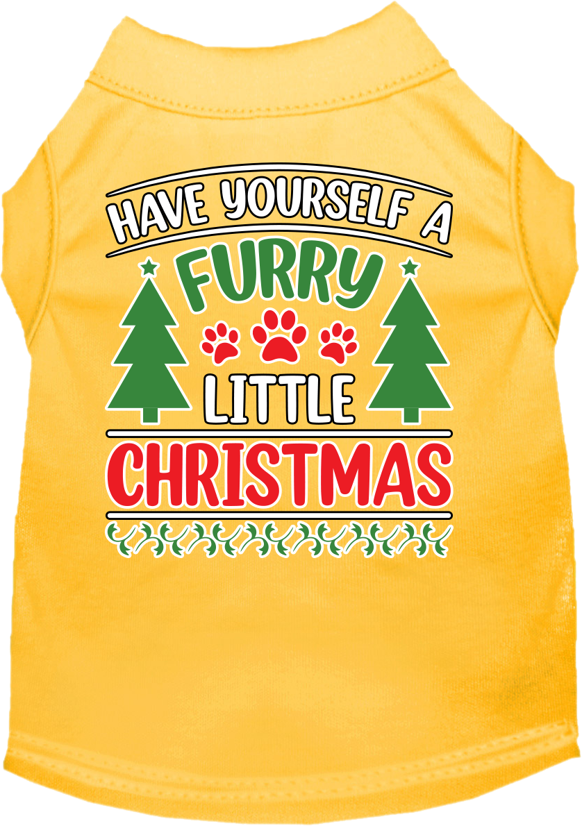 Furry Little Christmas Screen Print Dog Shirt Yellow Size XS